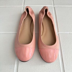 NEW LANVIN Ballerina Flats Patent Cap Toe Rose Bubblegum Pink Size 35